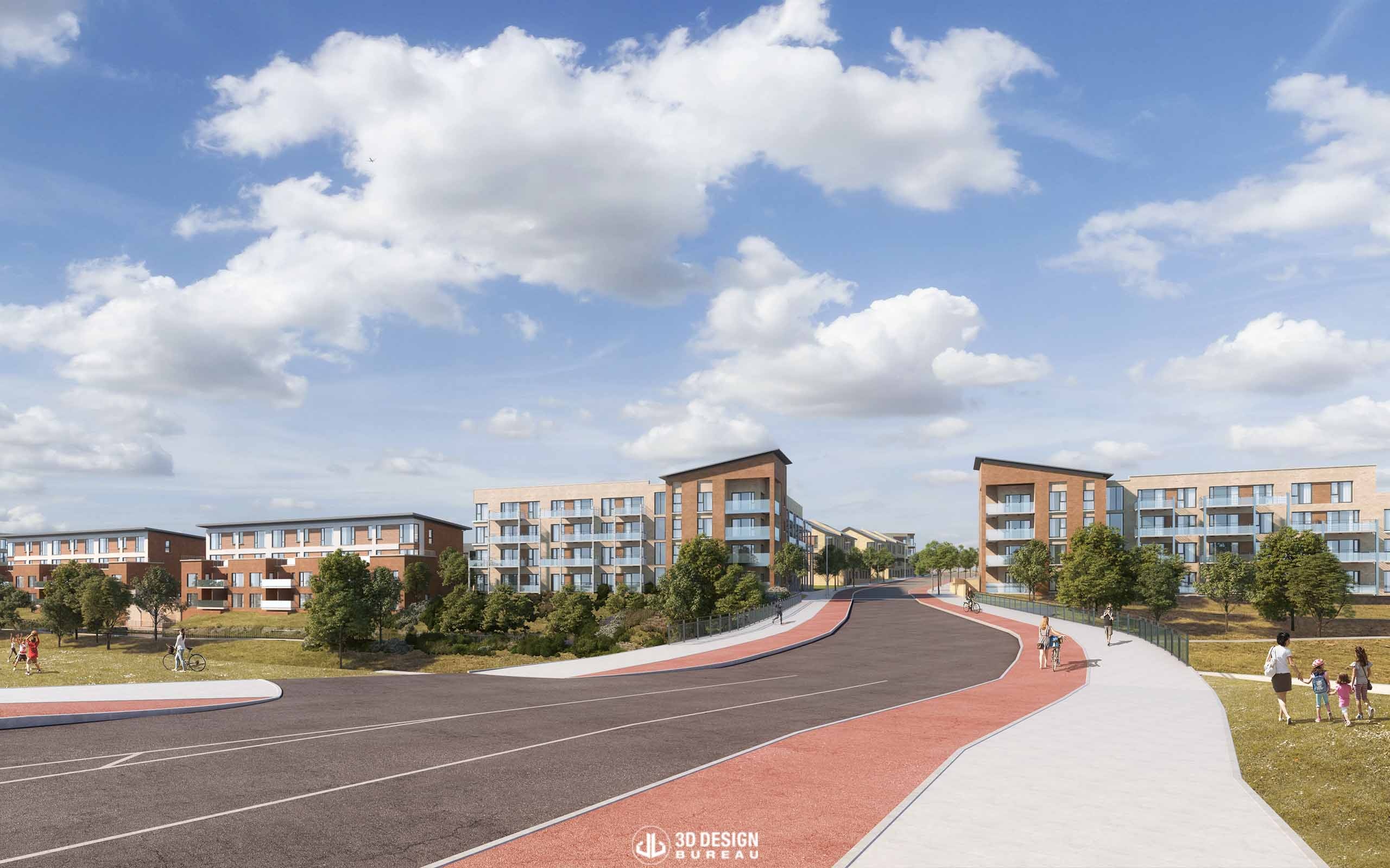 Computer generated imagery of the upcoming development Cherrywood SDZ in Dublin
