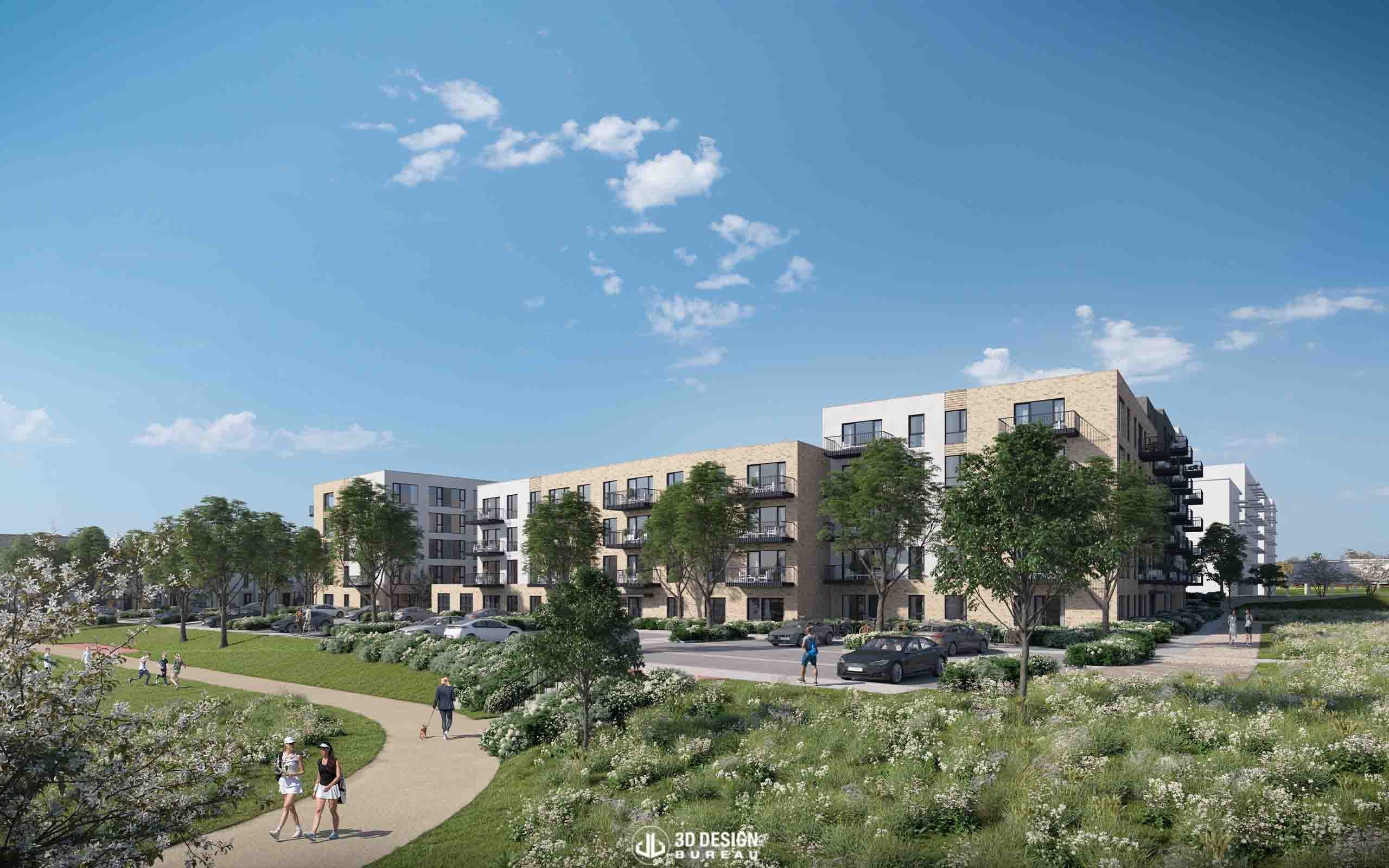 Architectural computer generated imagery of the proposed development in Clonburris