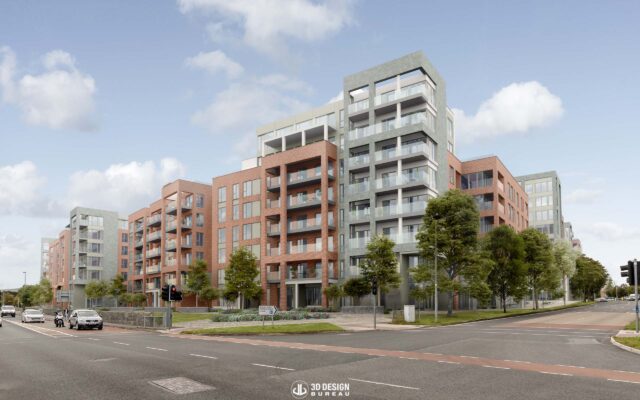 Architectural CGI of apartments under construction at Airton Road, Tallaght