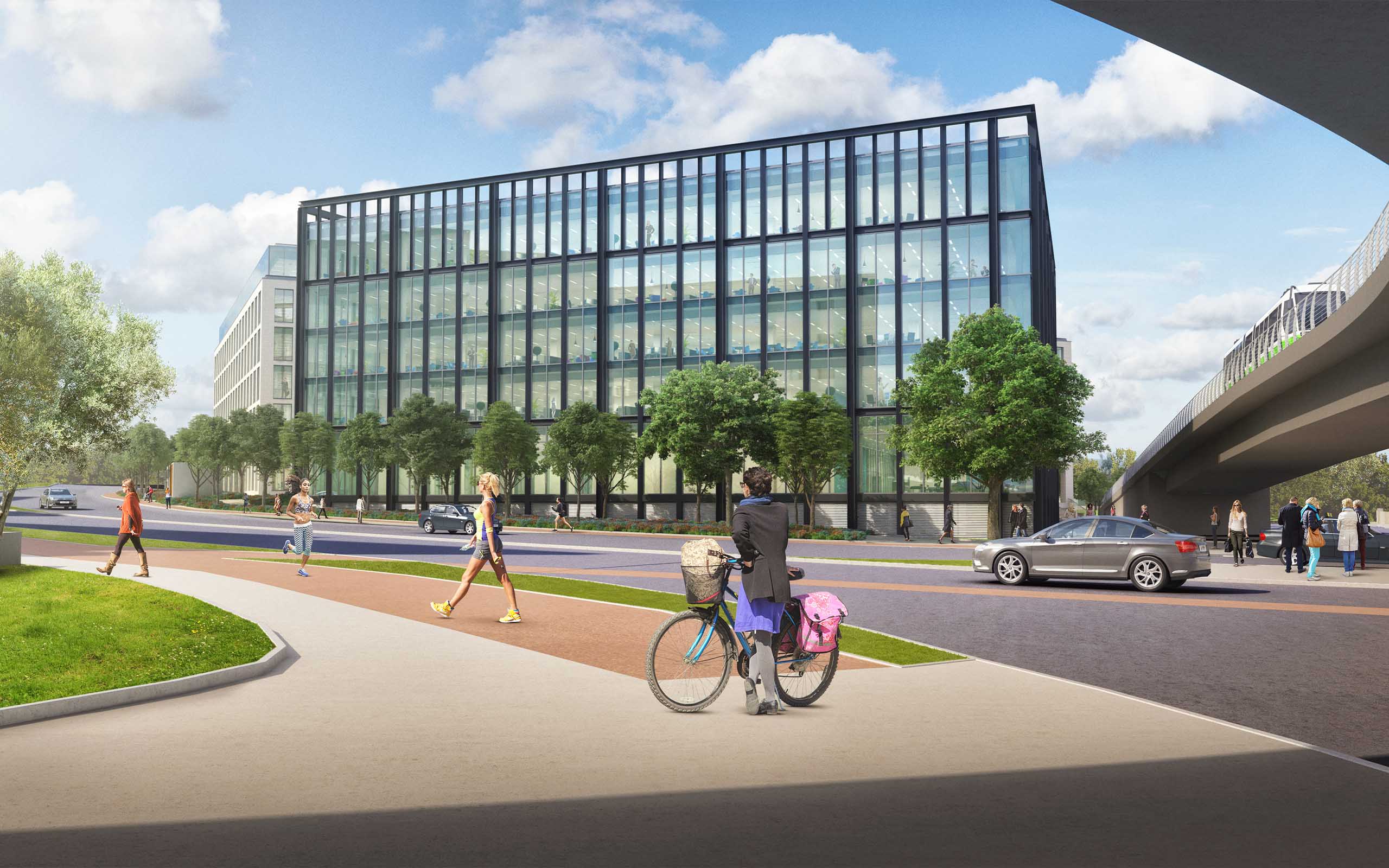 Architectural CGI of new offices on the former FAAC Site, Sandyford.