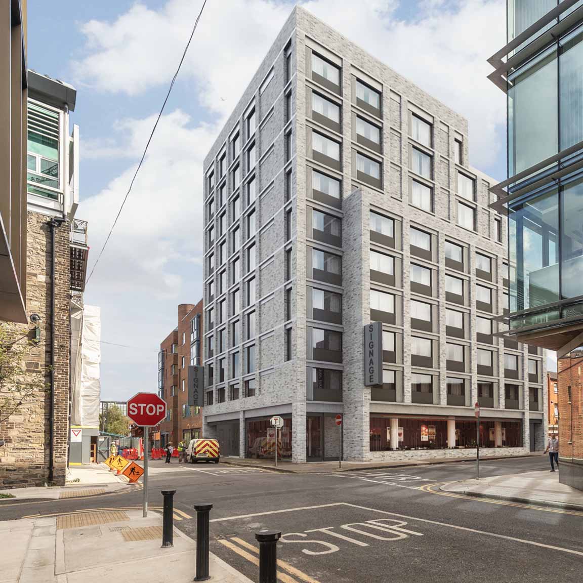 Verified view CGI of Proposed Premiere Inn hotel at Gloucester Street, Dublin Docklands