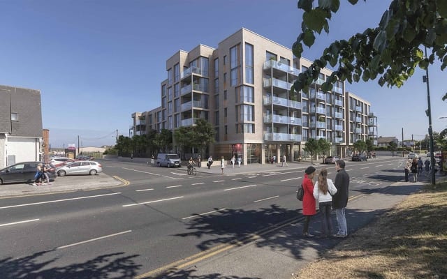 Verified view of proposed mixed-use development at Swiss Cottage, Santry.