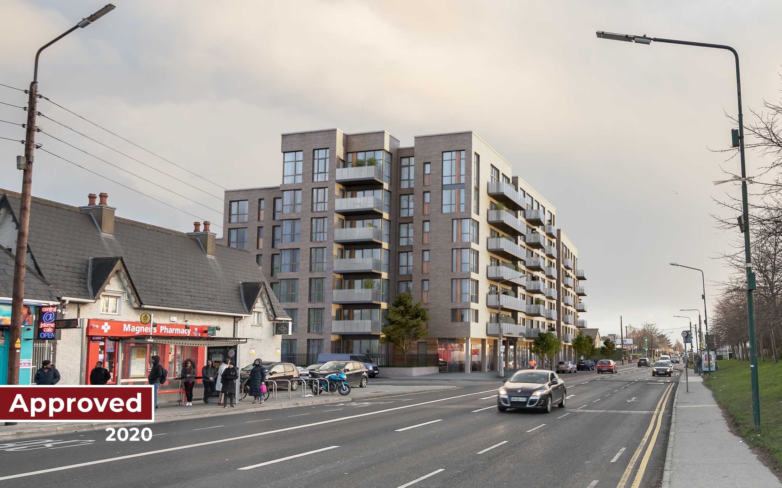 Verified view of 2020 approved mix-use development at Swiss Cottage Pub, Santry.