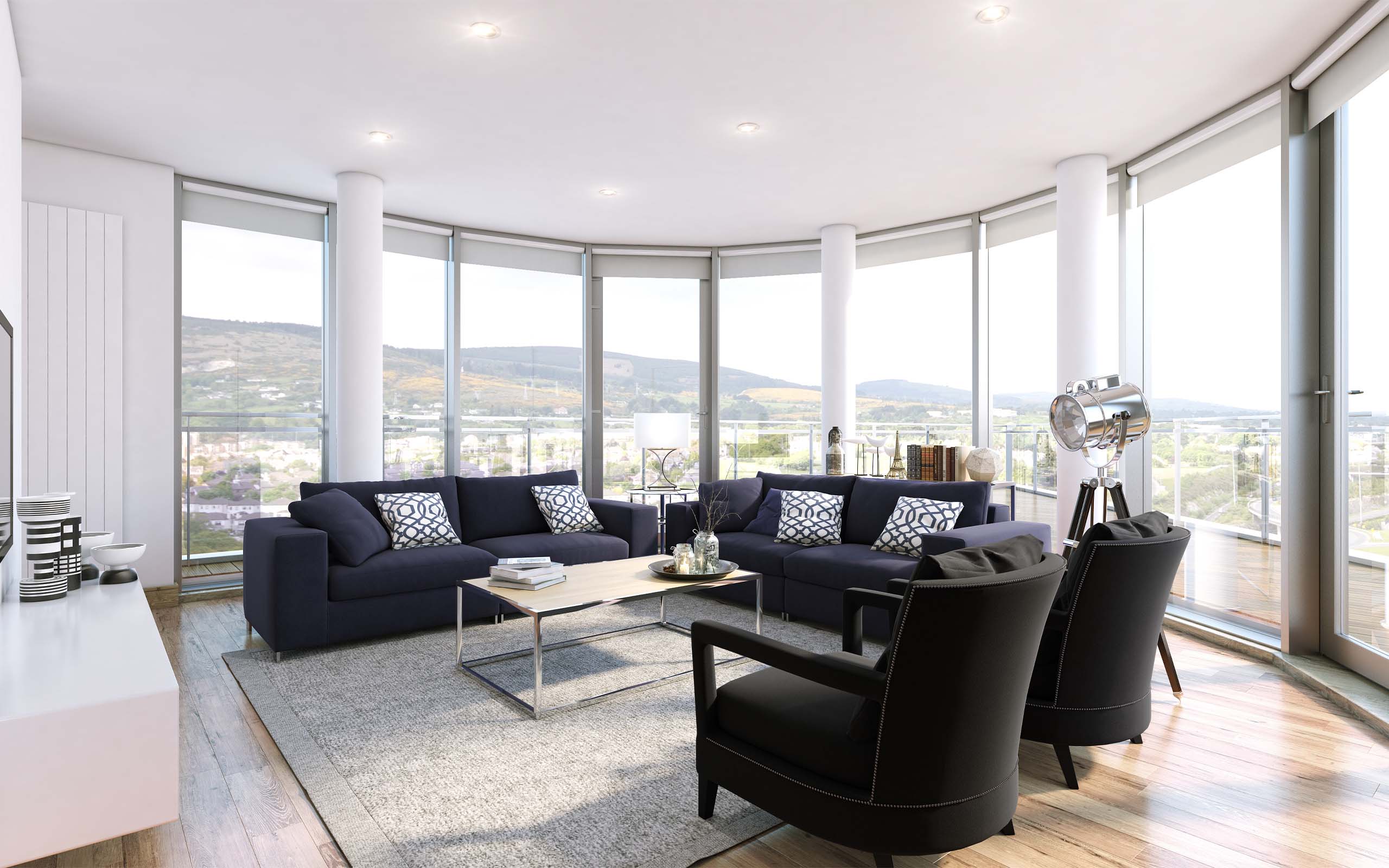 Virtual Staging of a luxury apartment development.