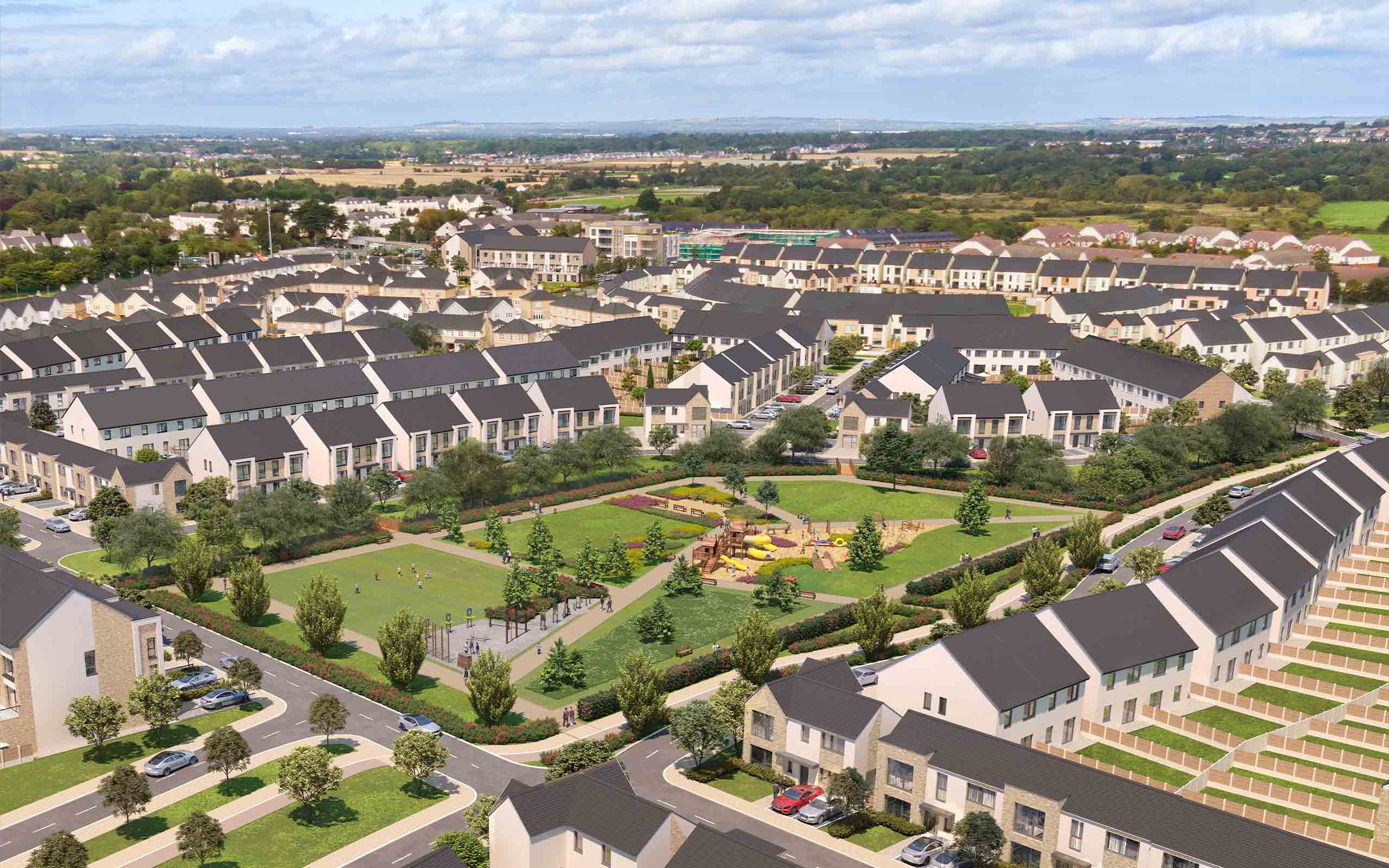 Aerial View of Architectural CGI of Skylark Development in Portmarnock