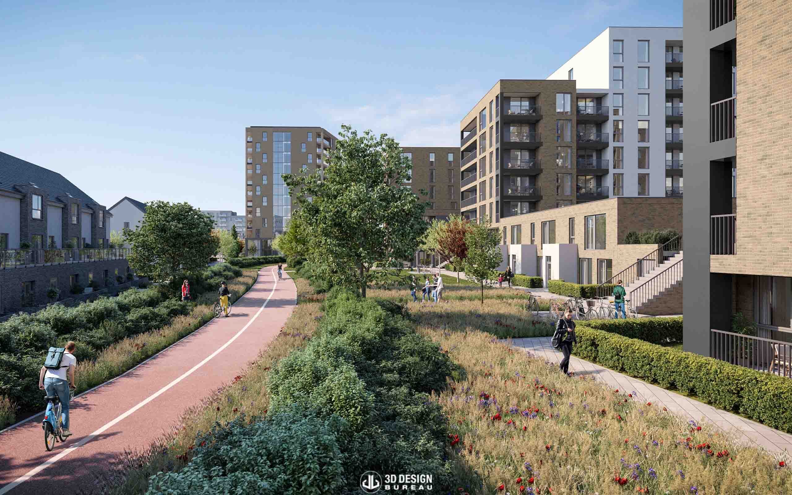 Architectural CGI of Strategic Housing Development at Barnhill