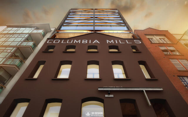 Architectural CGI of Columbia Mills, A Bespoke Office Scheme on Sir John Rogerson's Quay, Dublin Docklands.