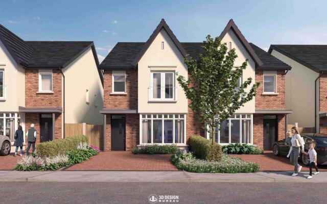 Architectural CGI of Vartry Wood residential development in Ashford, Co. Wicklow.