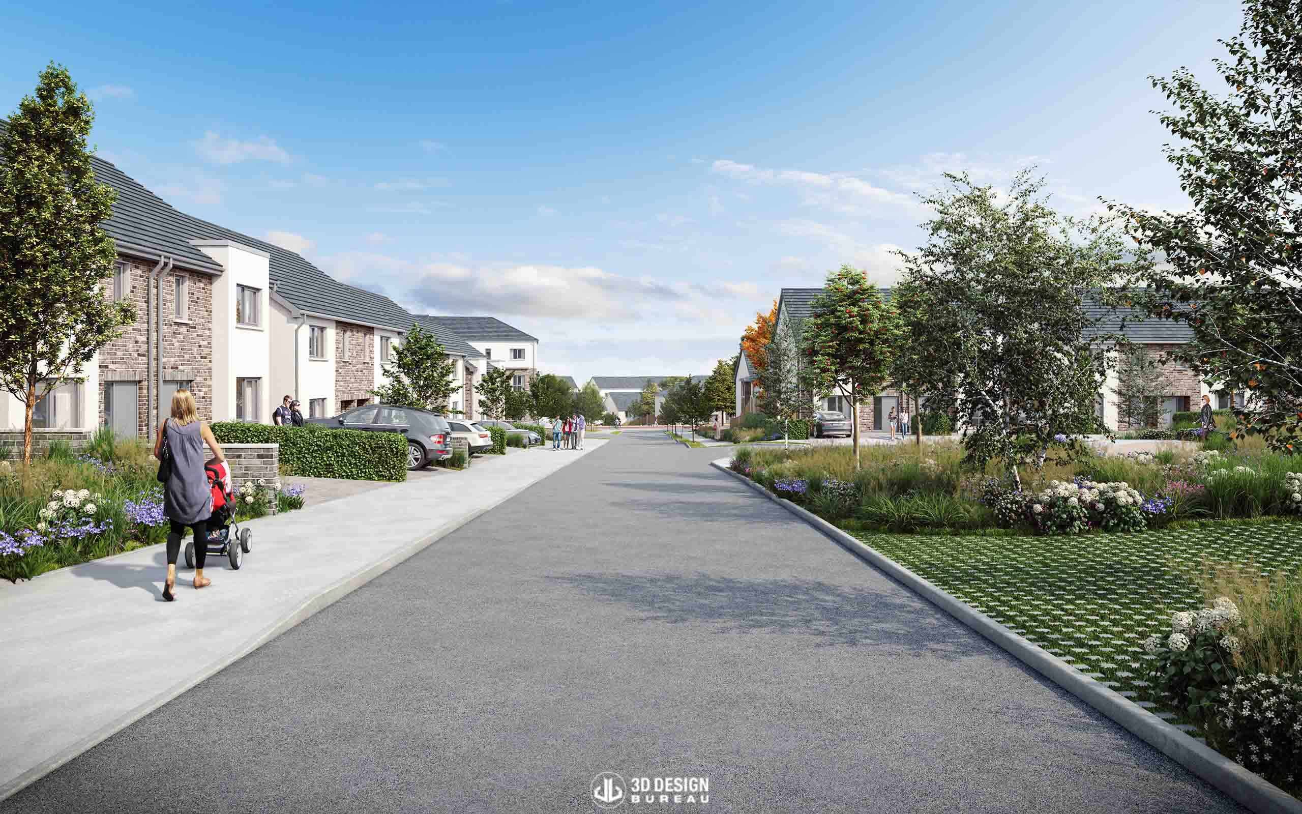 Architectural CGI of residential development in Tinakilly, Co.Wicklow.