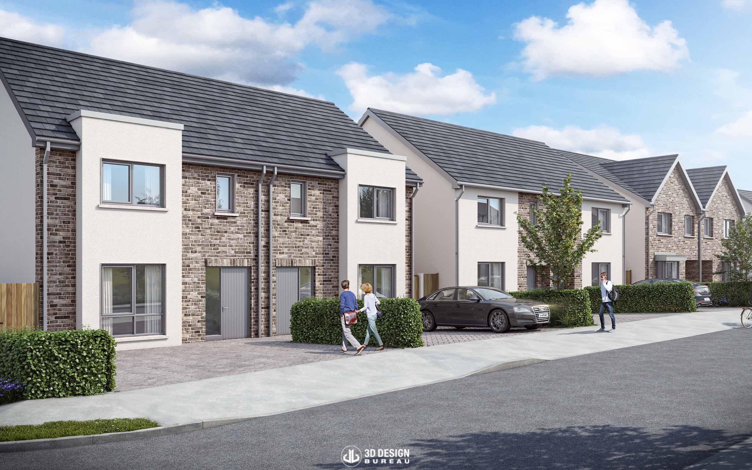 Architectural CGI of residential development in Tinakilly, Co.Wicklow.