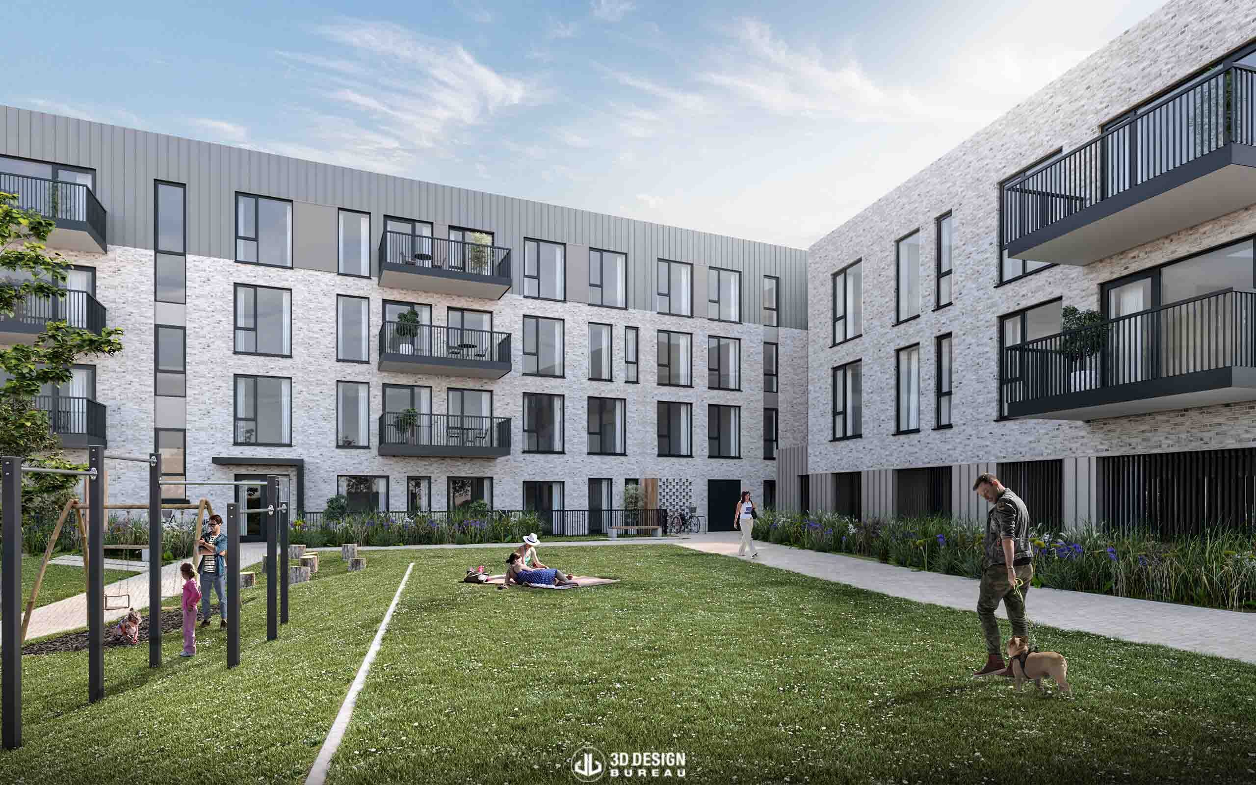 Architectural CGI of approved apartment development at the Lodge, Clonsilla, Dublin 15.