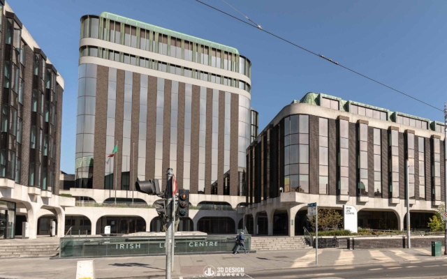 Verified View montage of the proposed extension to Irish Life Office Building in Dublin for visual impact assessment(proposed)