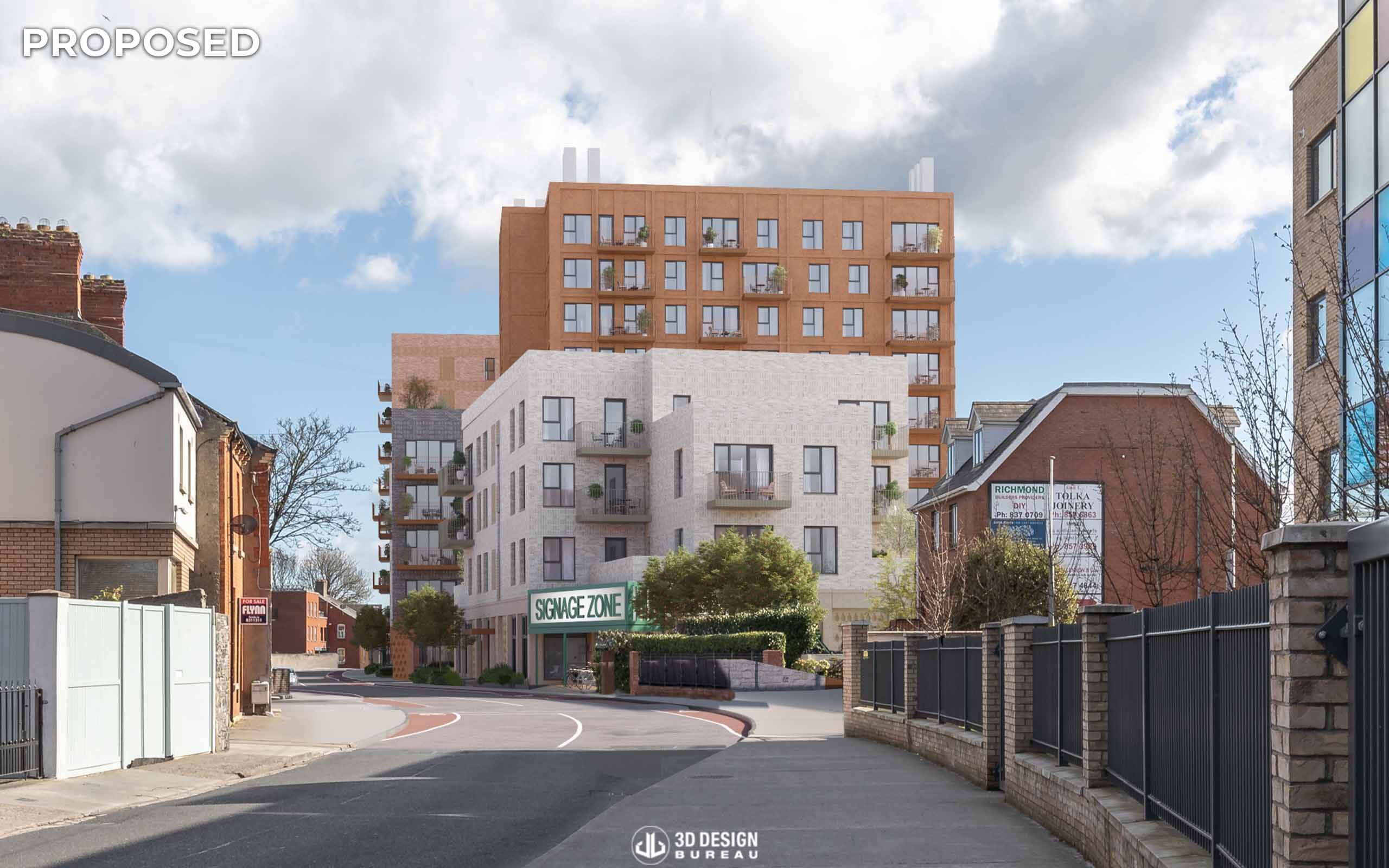 Verified View montage of the proposed development in Richmond road, Dublin for visual impact assessment(proposed)