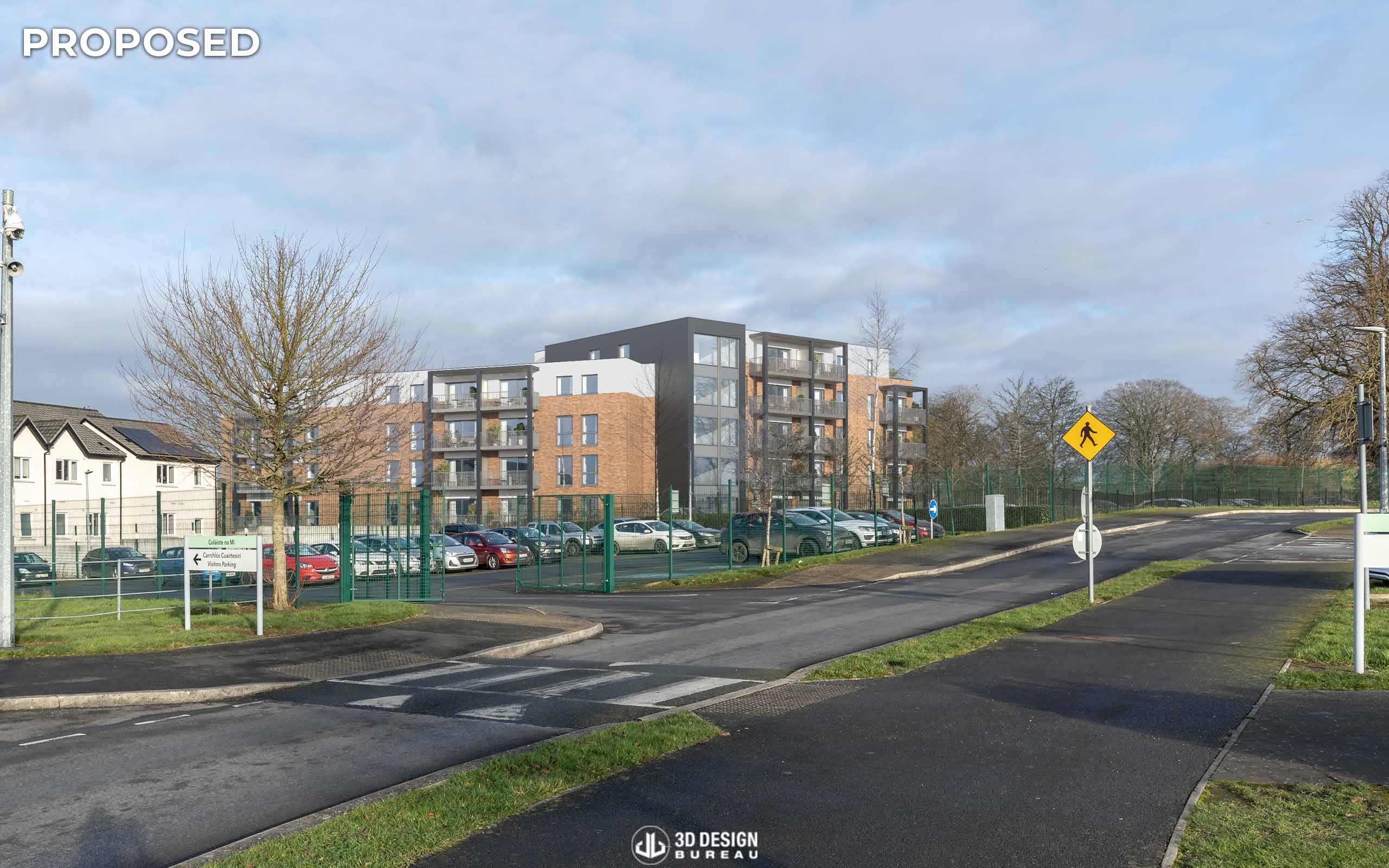 Verified View montage of the proposed development on Dunville House in Navan for visual impact assessment(proposed)