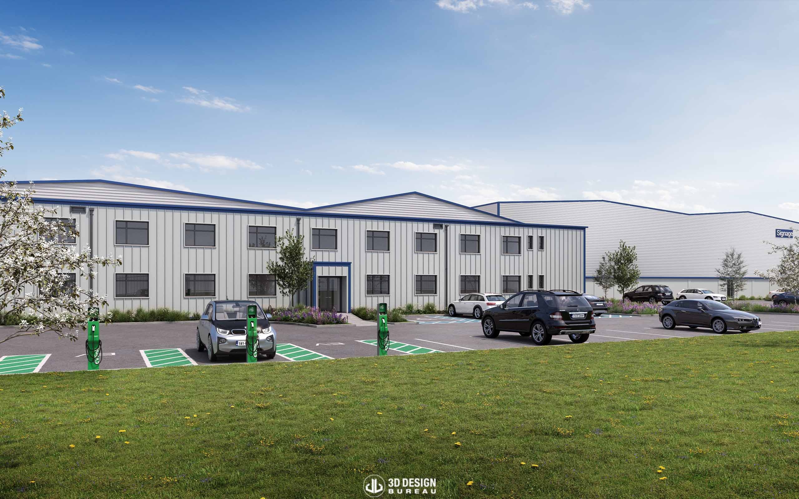 Computer generated imagery of the proposed development Bunzl site in Malahide road Industrial park