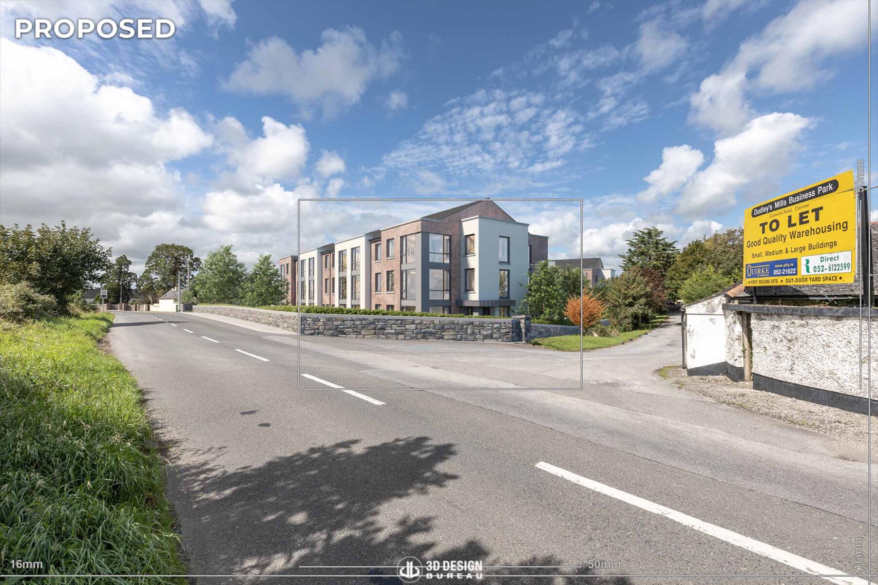 Proposed state Verified View montage of the underway development in Clonmel, created for a visual impact assessment