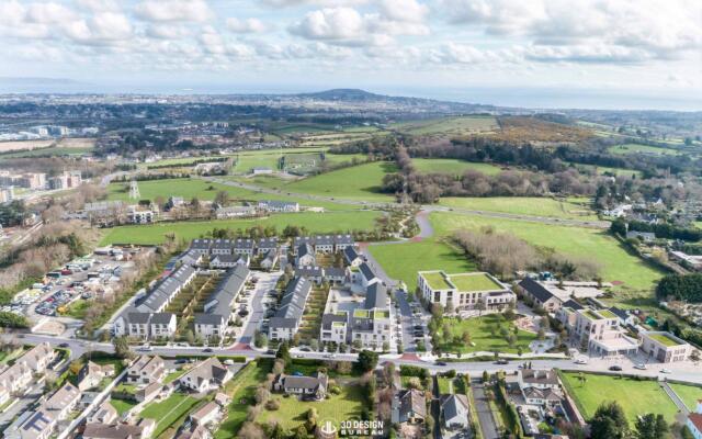 Aerial presentation photomontage of residential development Rockville in Kilternan