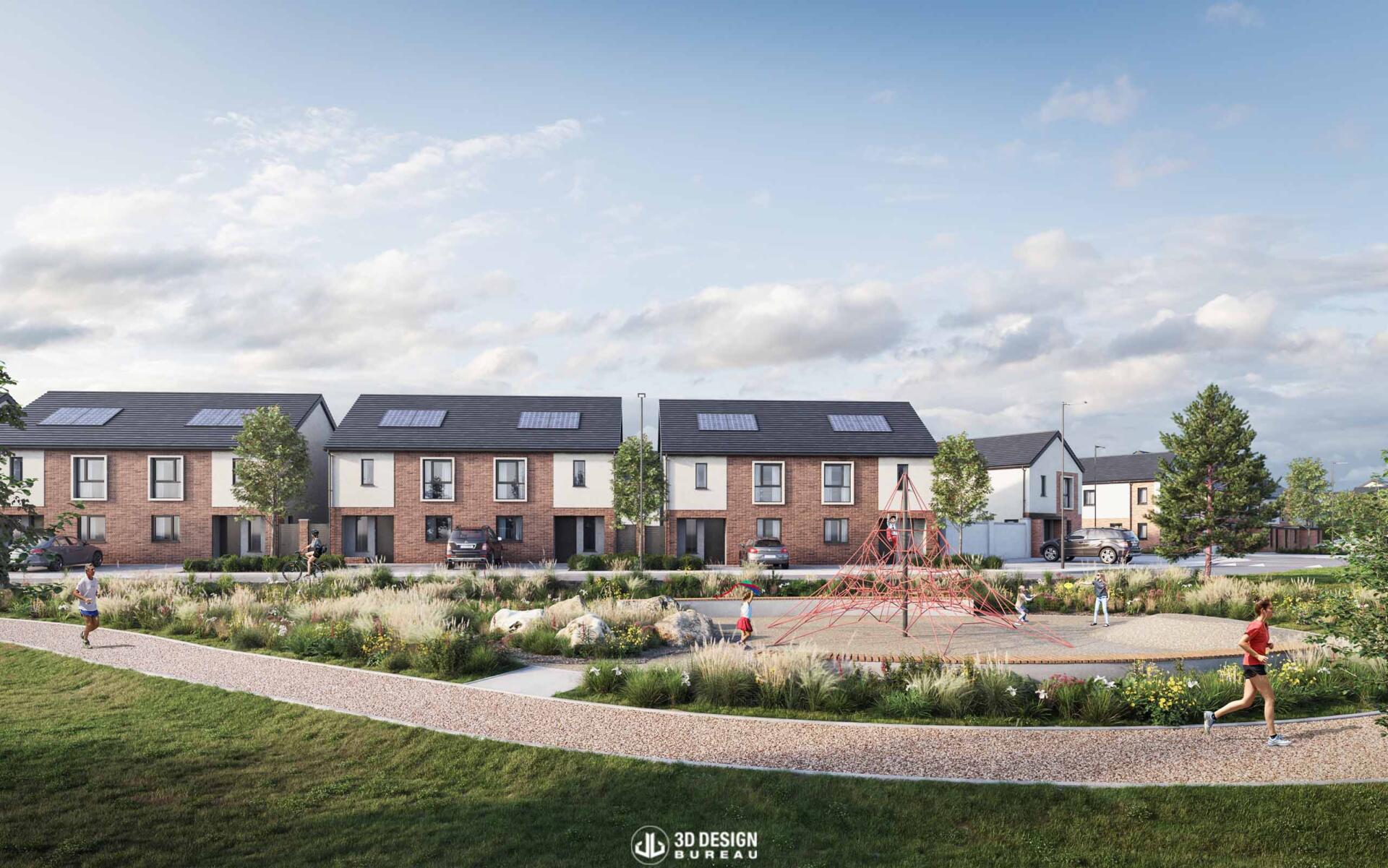 Computer-generated imagery of the approved development in Celbridge