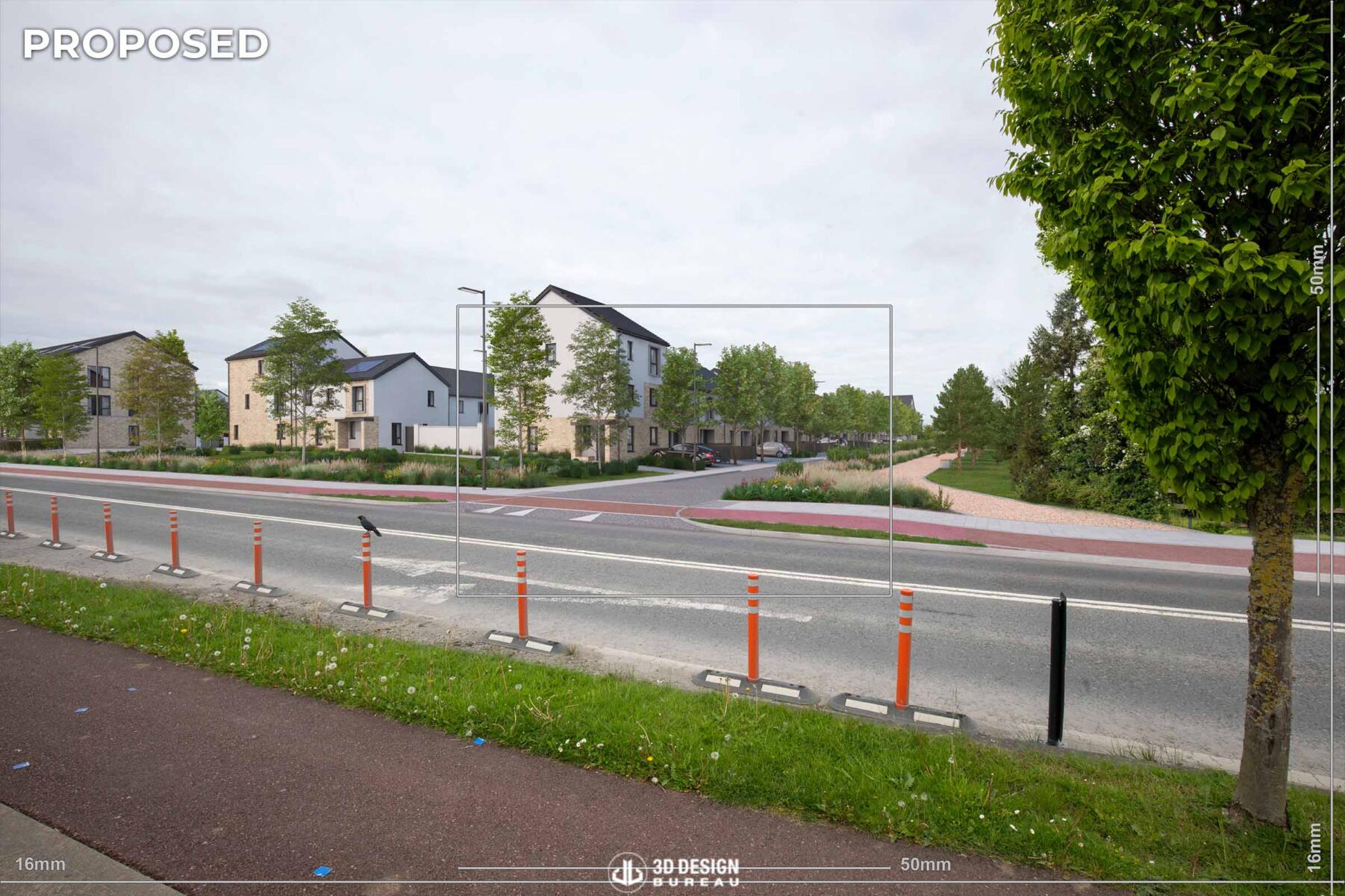 Proposed state Verified View montage of the approved development in Celbridge, created for a visual impact assessment