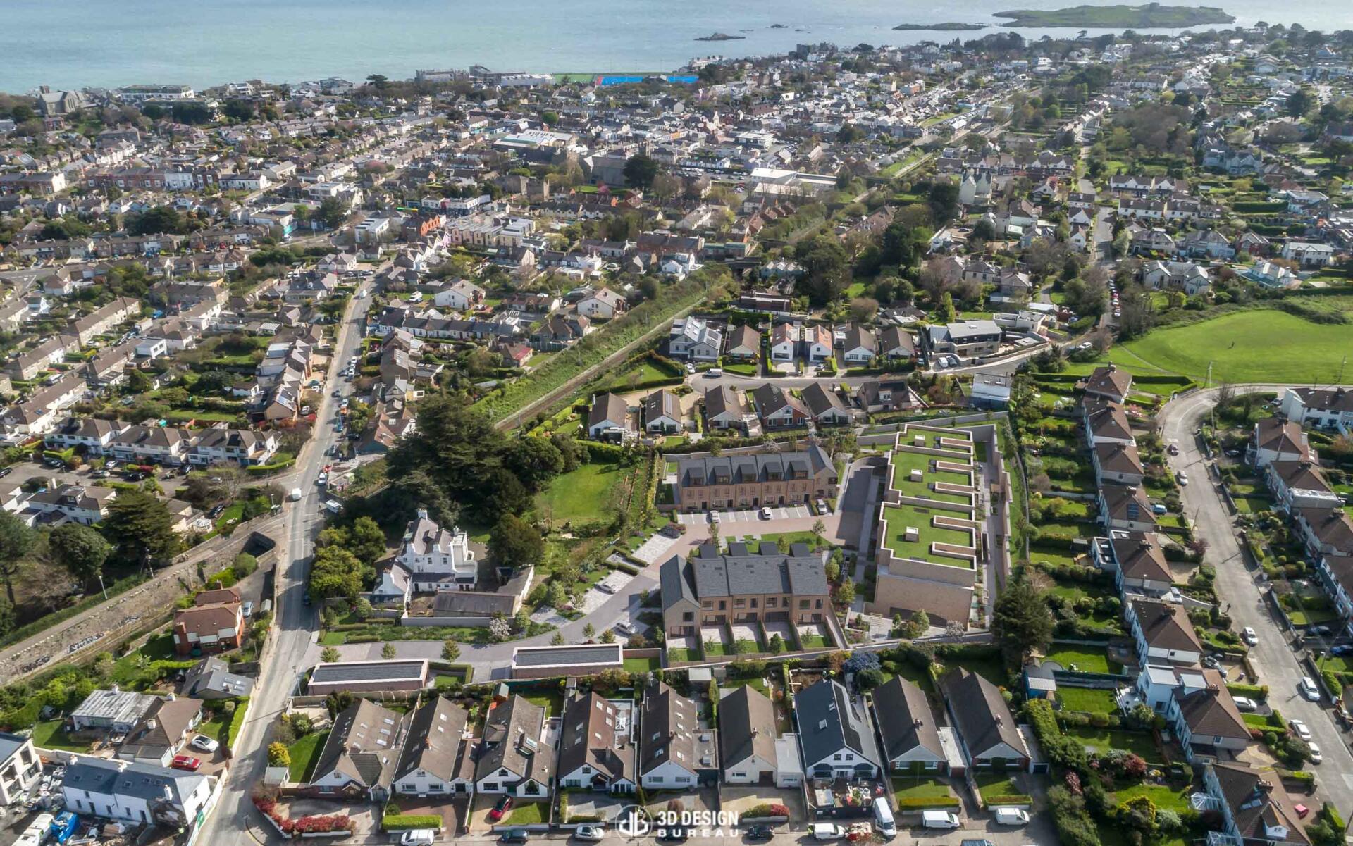 Aerial montage of the residential development Barnhill Place in Dalkey