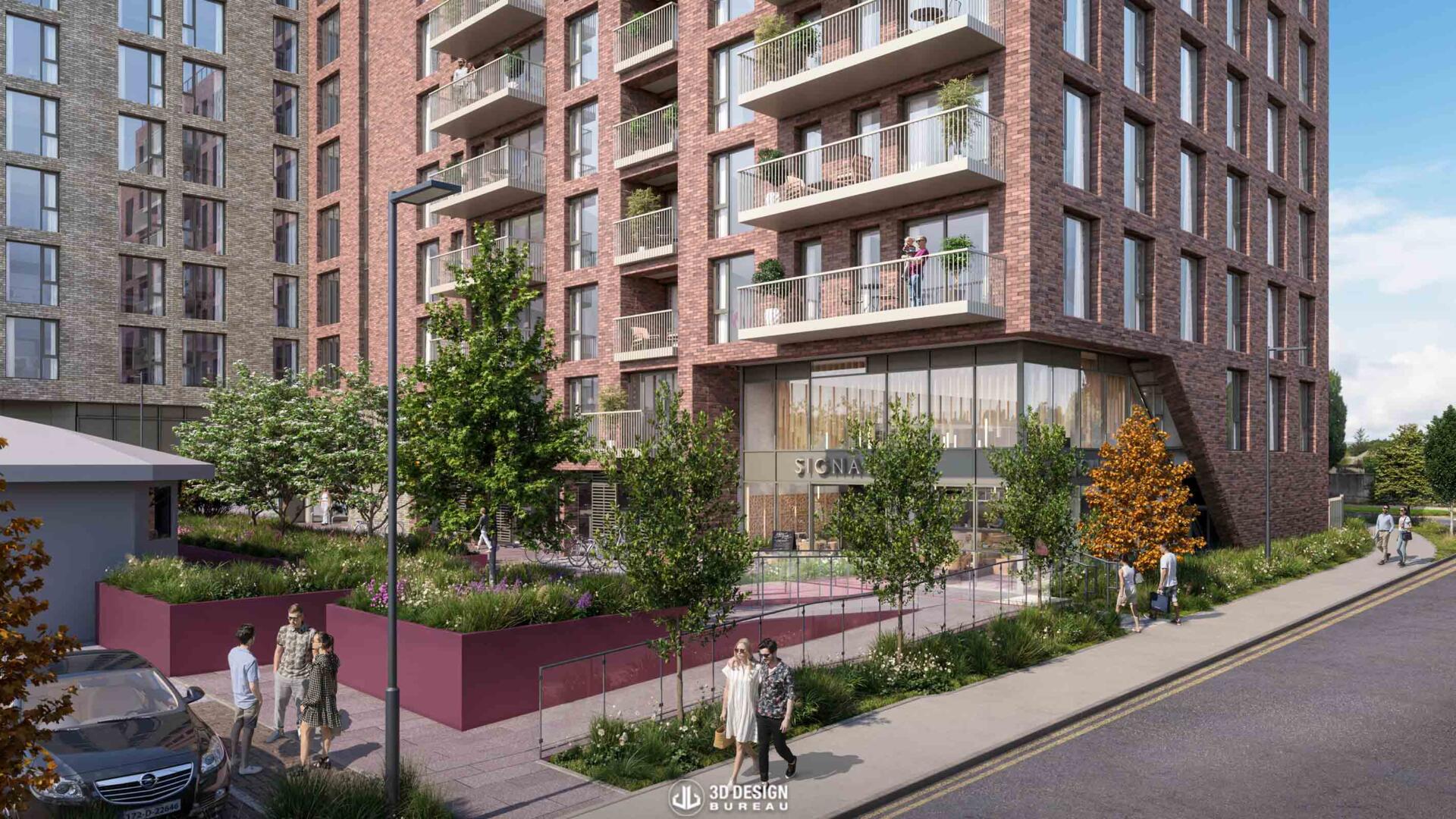 Architectural computer generated imagery of the granted development Balally