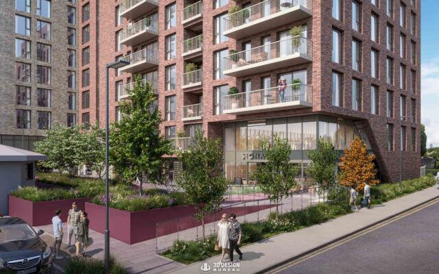 Architectural computer generated imagery of the granted development Balally