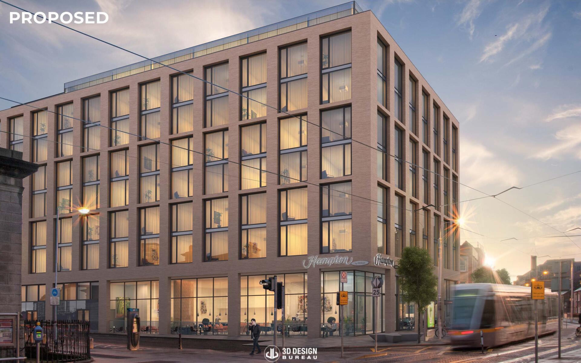 Verified View Montage of The Hampton Hotel by Hilton On Chancery Street, Dublin 7 (proposed).