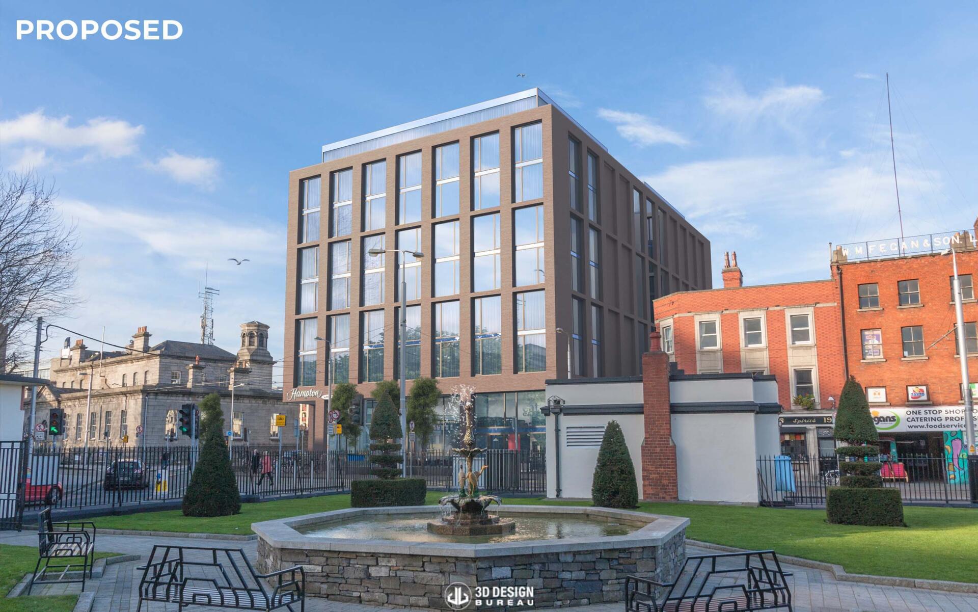 Verified View Montage of The Hampton Hotel by Hilton On Chancery Street, Dublin 7 (proposed).