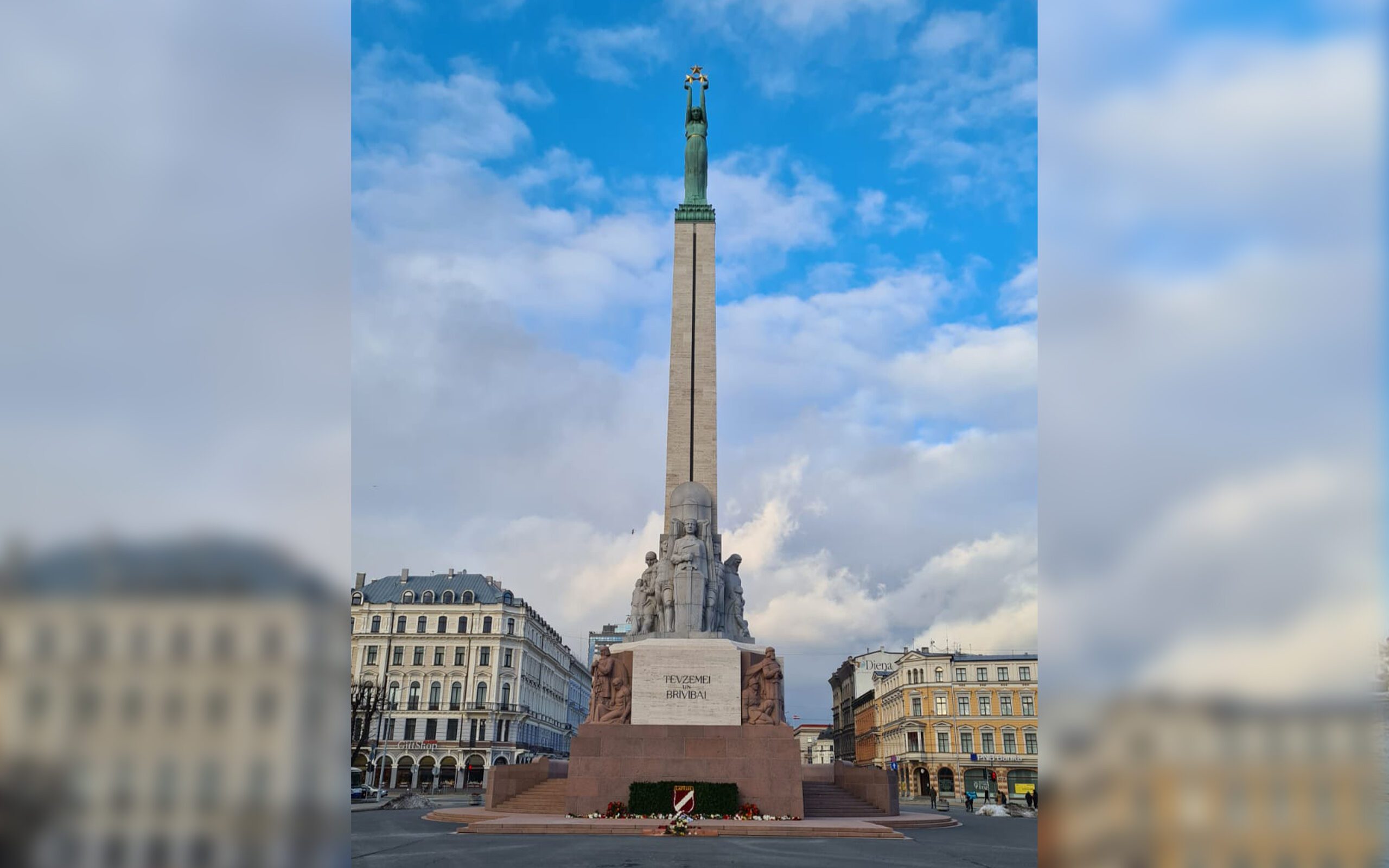 The Freedom Monument in Riga, Latvia honouring soldiers killed during the Latvian War of Independence.