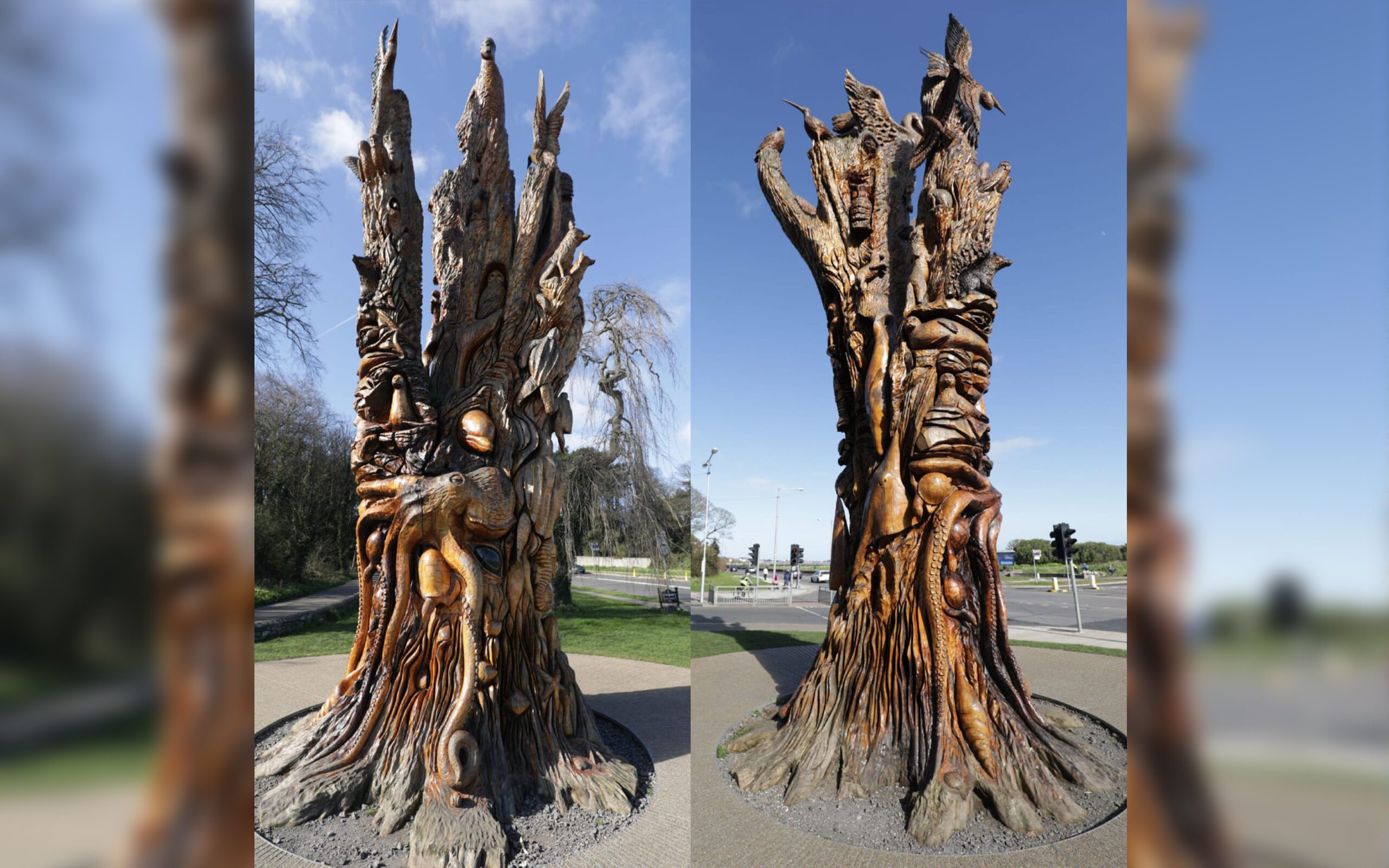The St Annes Tree of Life designed by sculpture by Tommy Craggs in St Annes Park, County Dublin. 