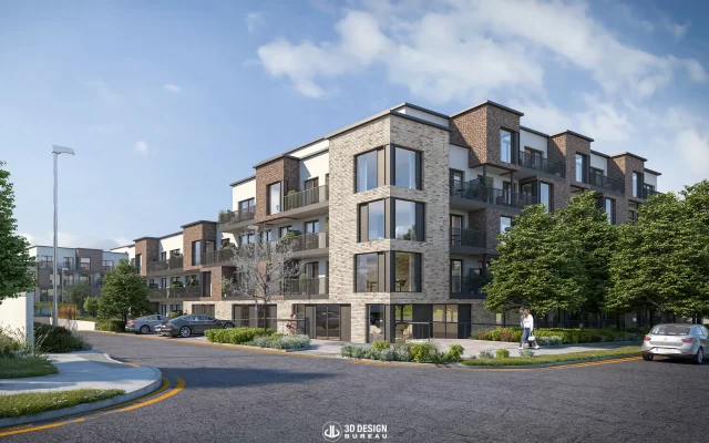 Architectural CGI of 'The Gallery': 144 apartments approved at Turvey Avenue, Donabate.