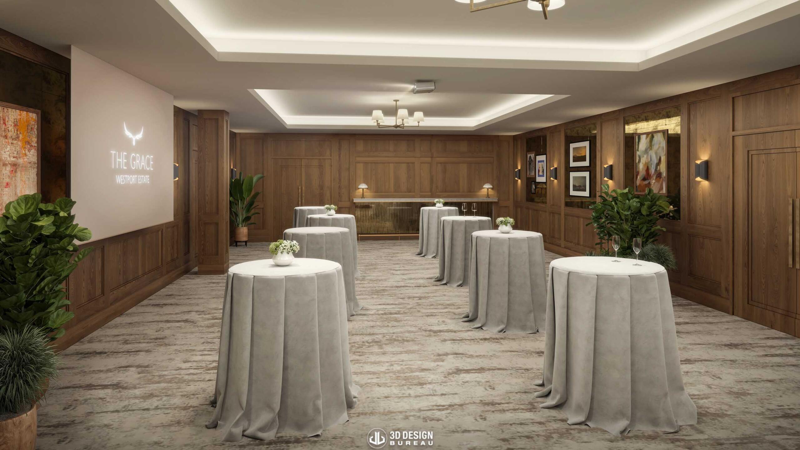 Interior computer generated imagery of the Hotel in Westport