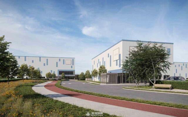 Architectural computer generated imagery of the approved industrial scheme in Clonshaugh