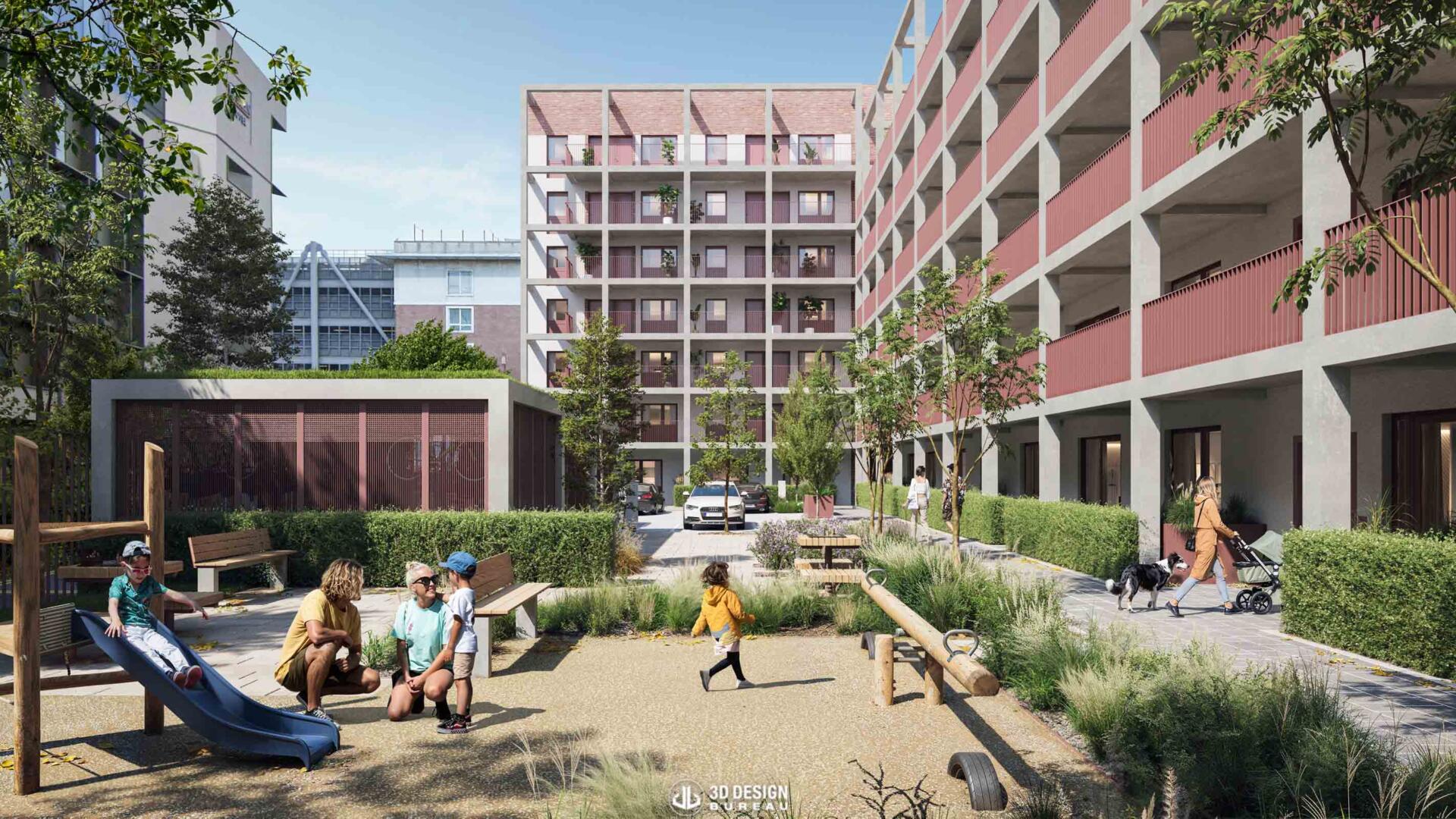 Architectural computer generated imagery of the approved residential development in Dublin