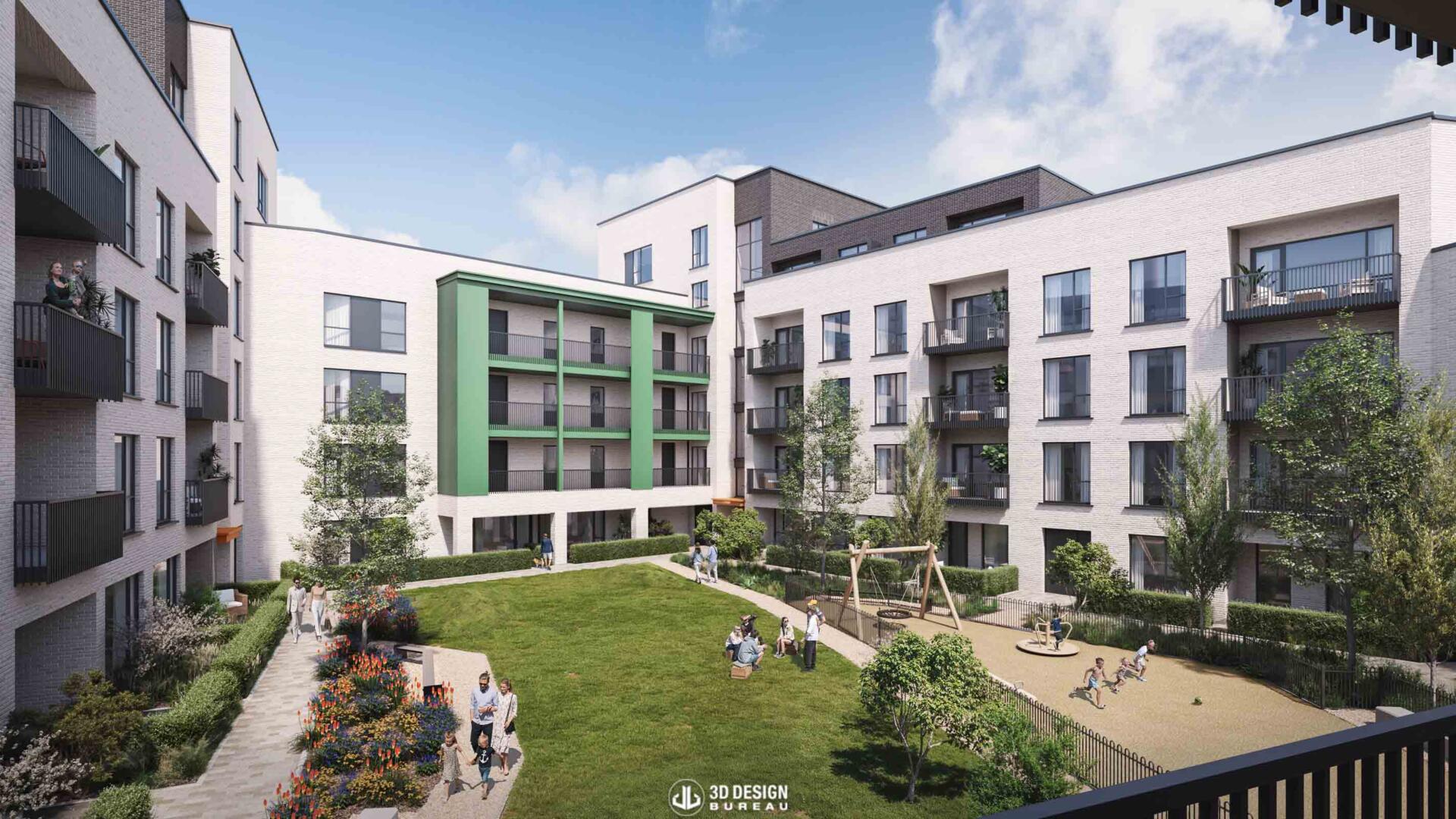 Architectural computer generated imagery of the approved development in Cabra West, Dublin