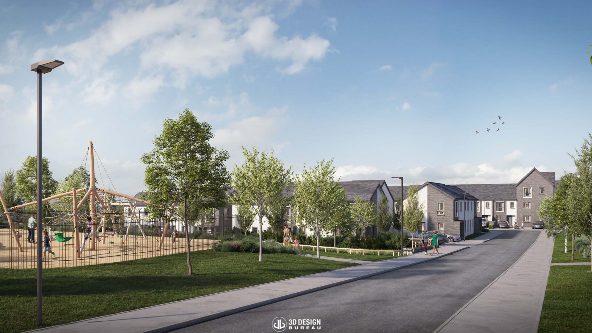 Architectural CGI of Glenveagh's Phase 4 residential development at Corballis East, Donabate, Co. Dublin
