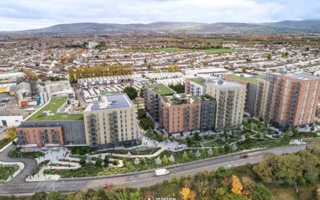 Aerial montage of the apartment development on Greenhills road