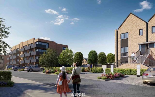 Architectural computer generated imagery of the apartment development in Tinakilly