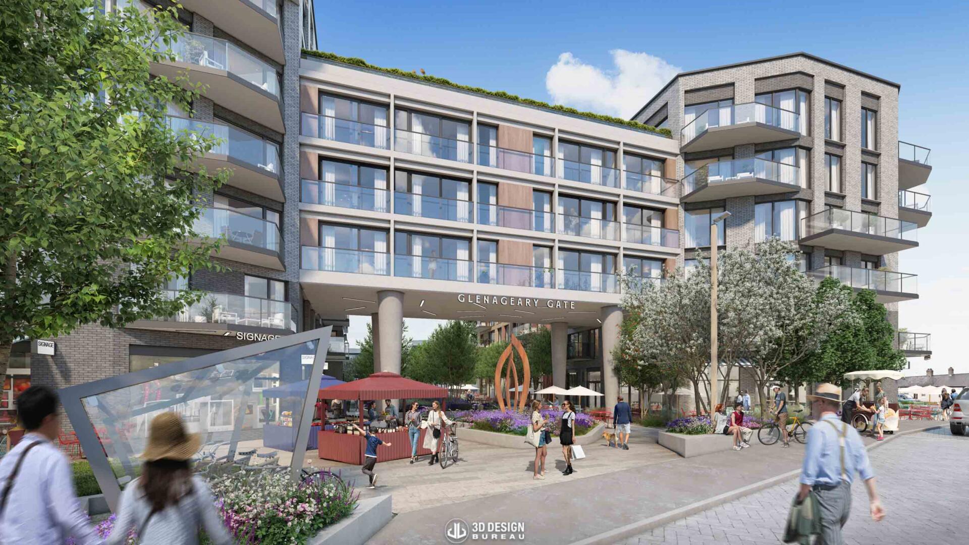 Computer generated imagery of the proposed development Glenageary gate in Dublin