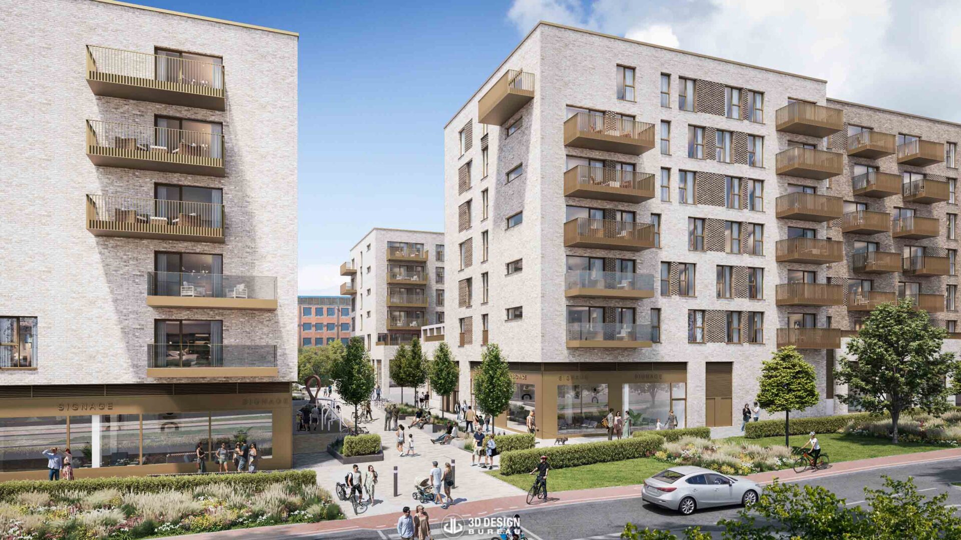 Architectural CGI of Belgard Square East mixed-use development in Tallaght, Dublin