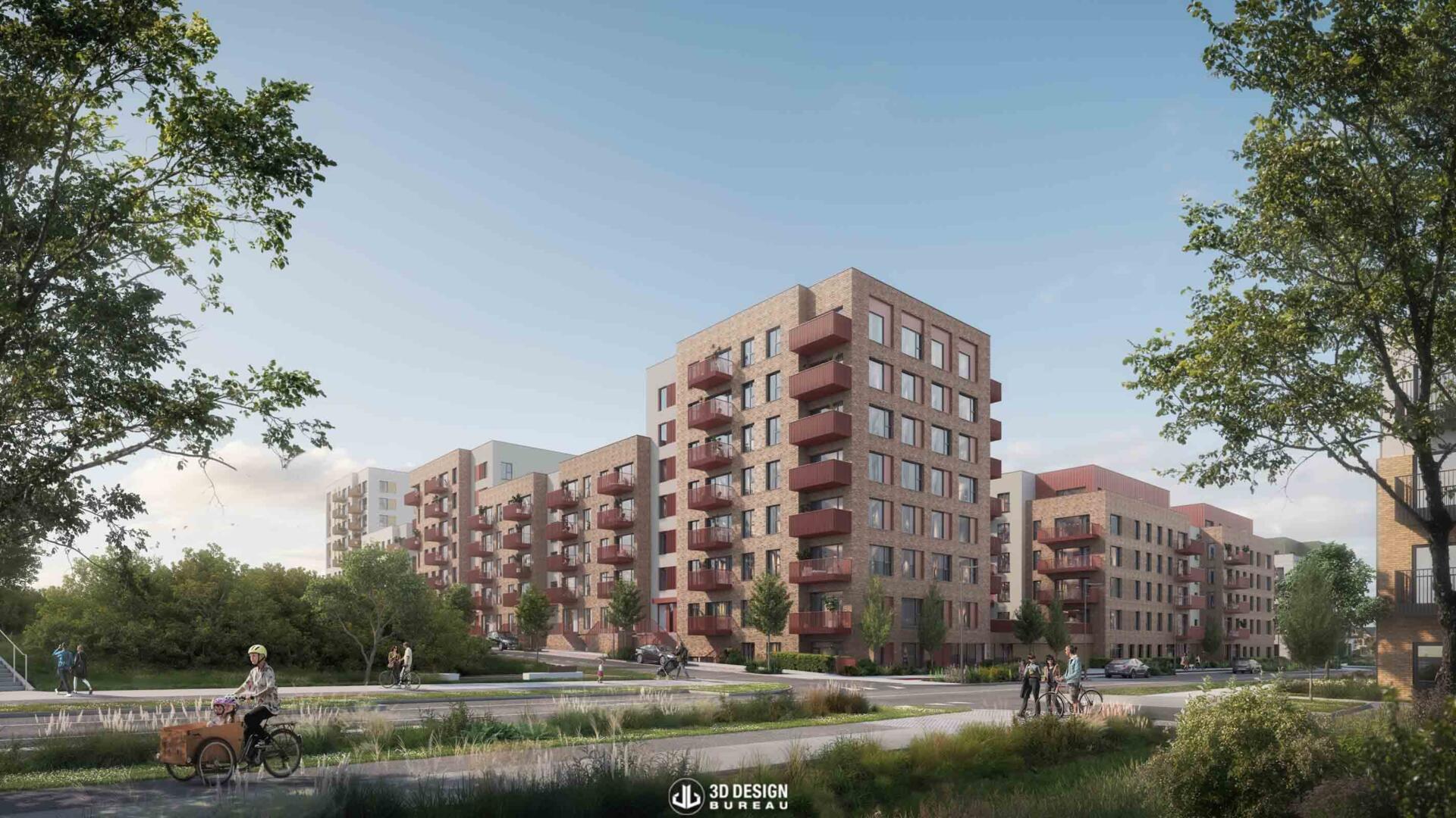 Architectural computer generated imagery of the approved development Adamstown Boulevard in Dublin