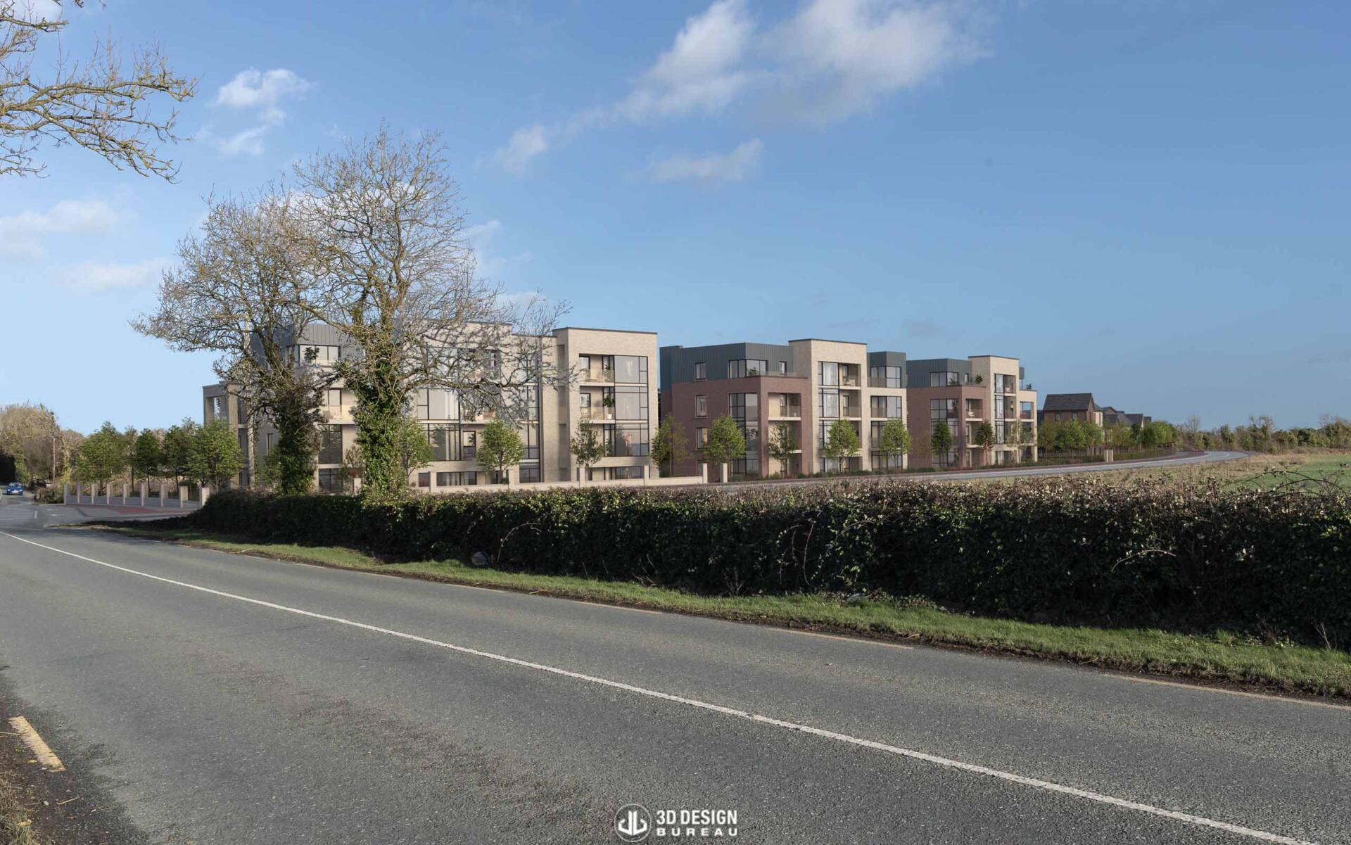 Proposed verified view montage of the approved development in Ratoath produced for visual impact assessment