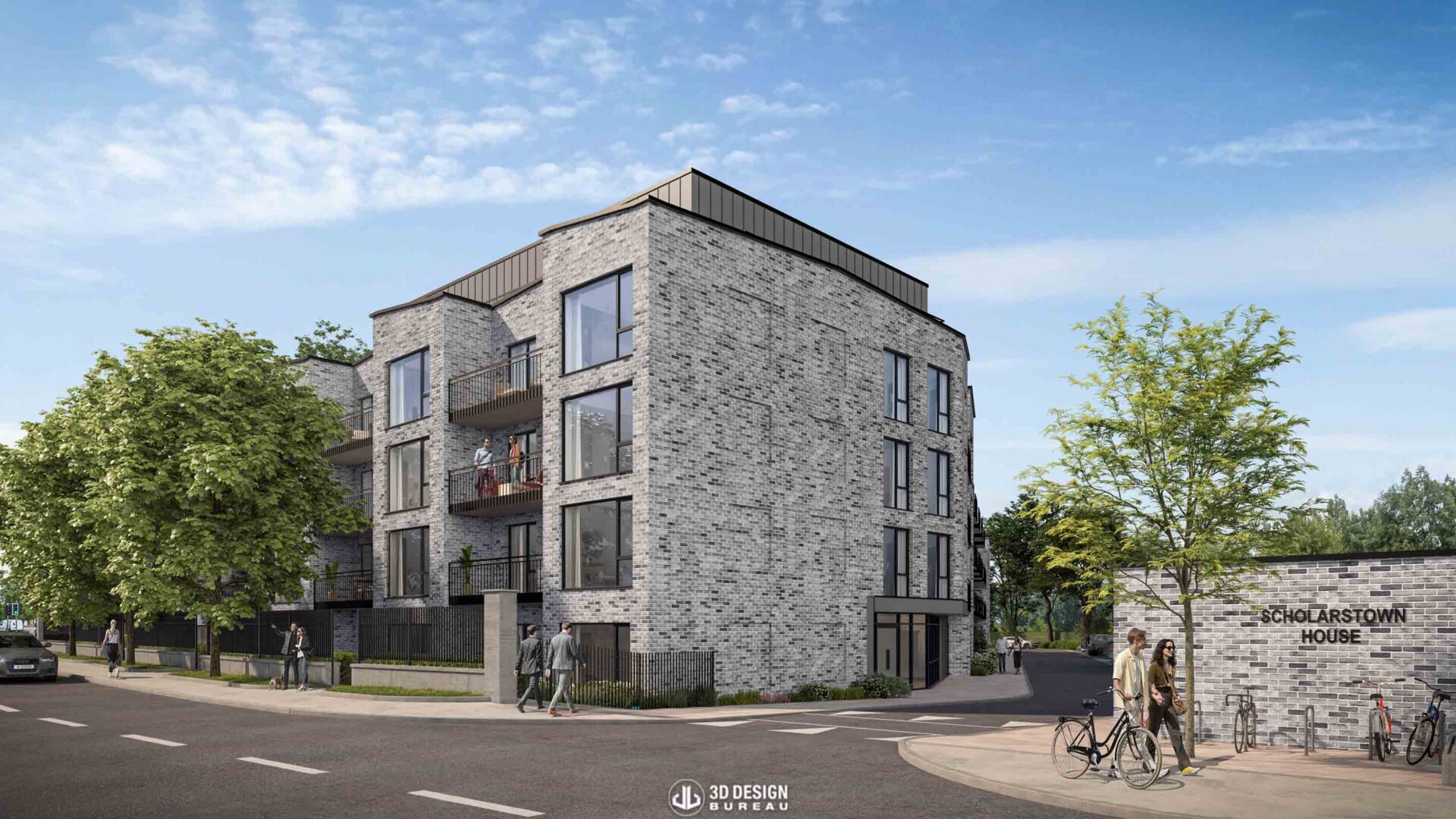 Architectural CGI of Scholarstown House residential development in Dublin