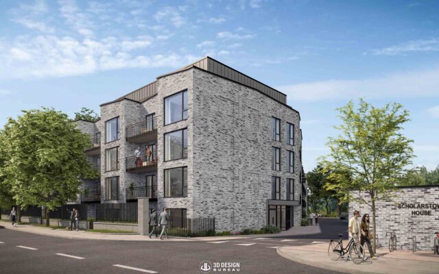 Architectural CGI of Scholarstown House residential development in Dublin