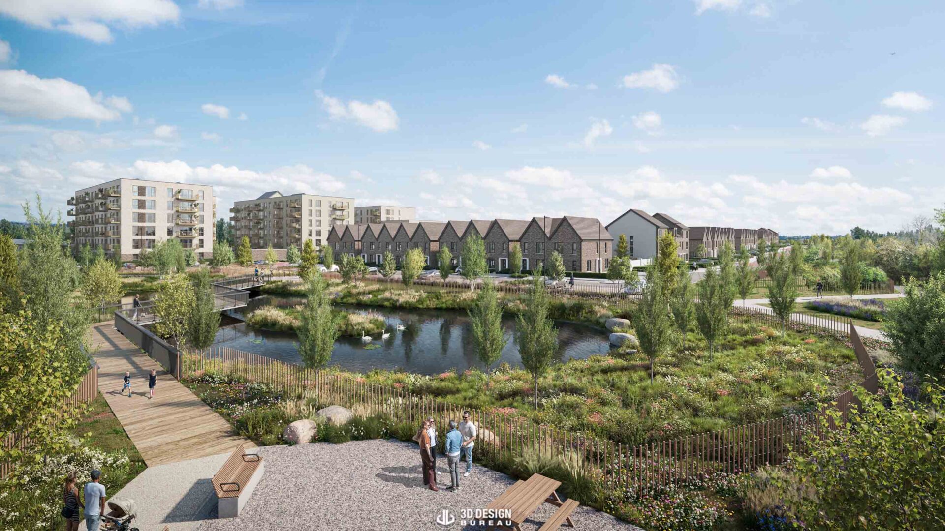 Architectural CGI of Wicker Walk residential development at Seven Mills, Dublin