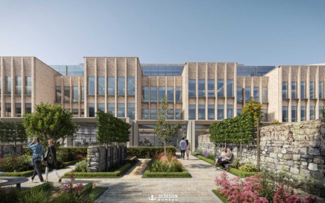 Architectural CGI of the approved mixed-use development at James Place East and Mount Street Upper, Dublin 2