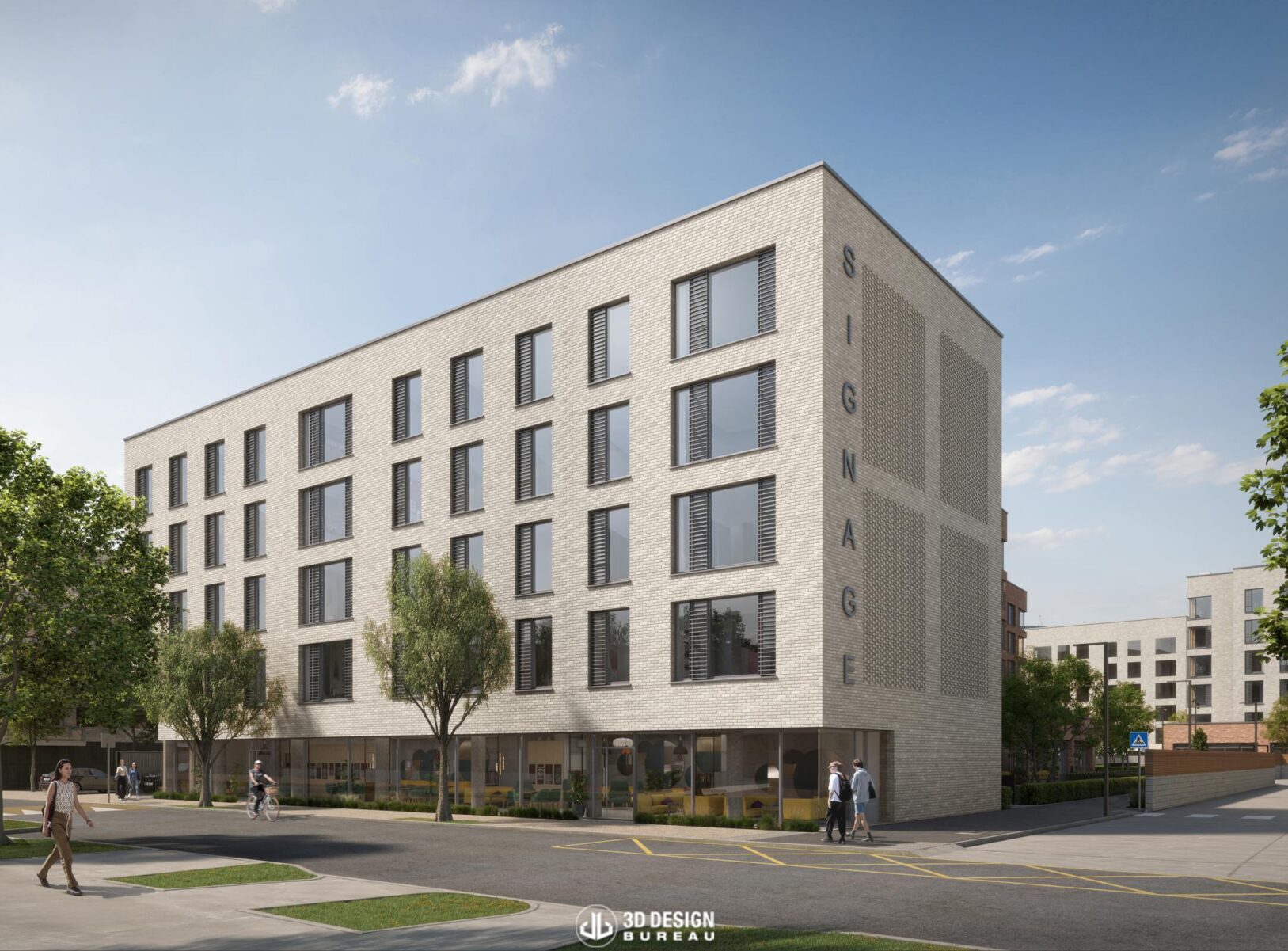 Architectural CGI of the approved Project Nest student accommodation on Shanowen Road, Santry, Dublin