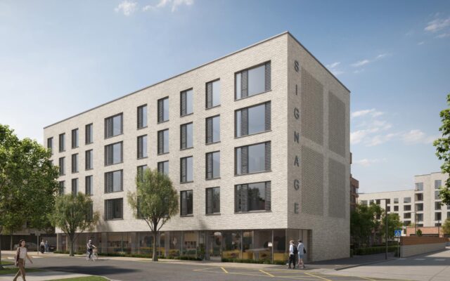 Architectural CGI of the approved Project Nest student accommodation on Shanowen Road, Santry, Dublin