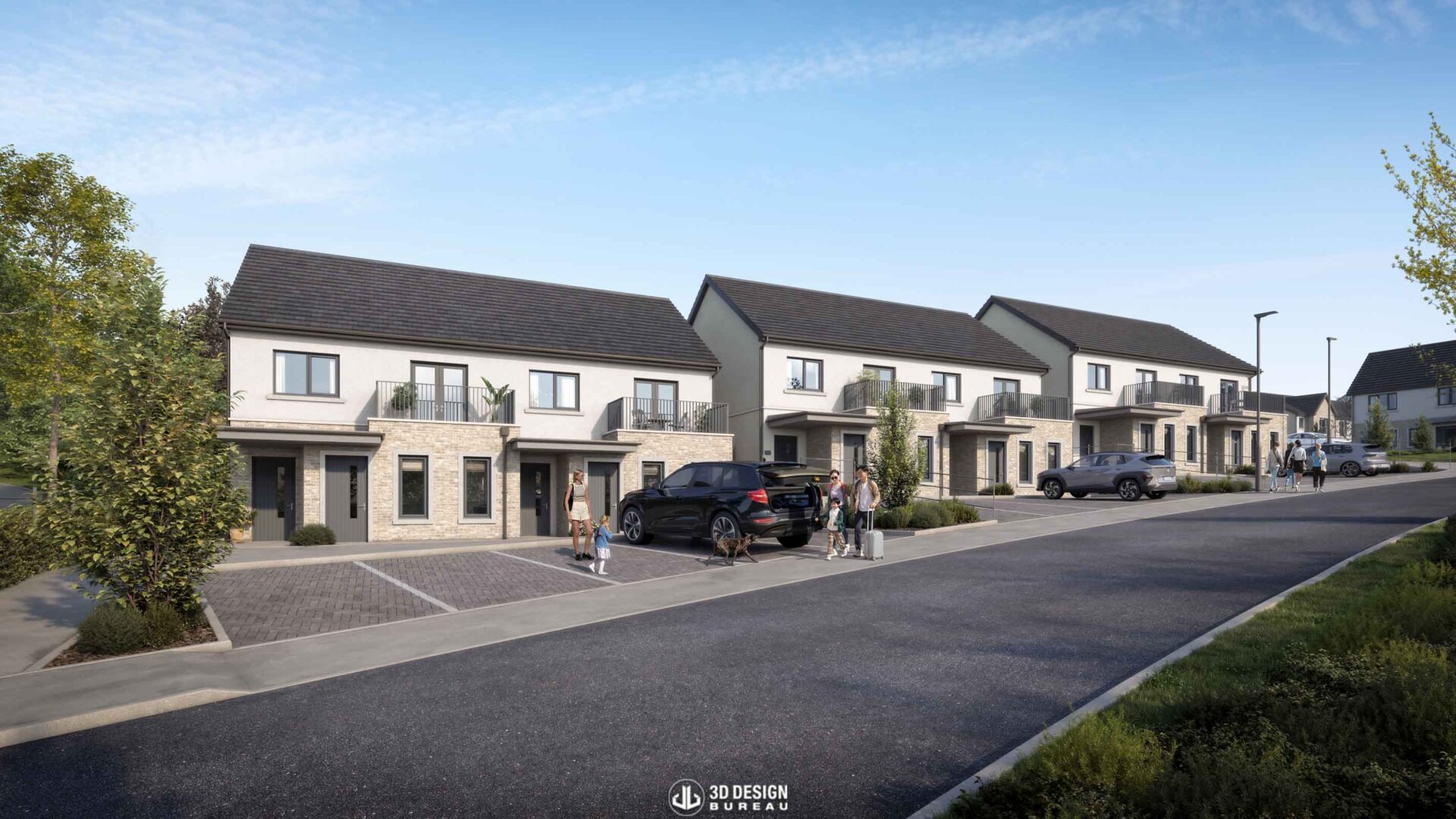 Architectural CGI of Broomhall residential development in Rathnew, Co. Wicklow