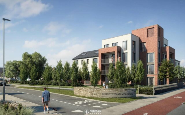Architectural CGI of the approved Bennetstown Meadows residential development in Dunboyne North, Co. Meath